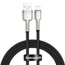 倍思（Baseus）USB苹果数据线 2.4A大电流快充线 金属卡福乐1米/2米(1米黑色)