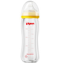 贝亲 婴儿奶瓶 宝宝 实感玻璃奶瓶 新生儿实感防胀气宽口奶瓶黄色 AA92(AA92玻璃240ML黄L奶嘴)