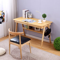 一米色彩 日式小户型实木书桌现代北欧电脑桌大容量带抽屉写字台家用办公桌(升级款原木色 0.8米/桌+椅)