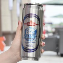 个性创意304不锈钢啤酒可乐易拉罐保温水杯刻字时尚韩版学生杯子(珠江（优质款本色500ml）)