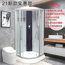 整体浴室整体淋浴房扇形滑轮玻璃隔断洗澡家用一体式封闭式沐浴房kb6(2021新款实惠款90双色大中柱12)