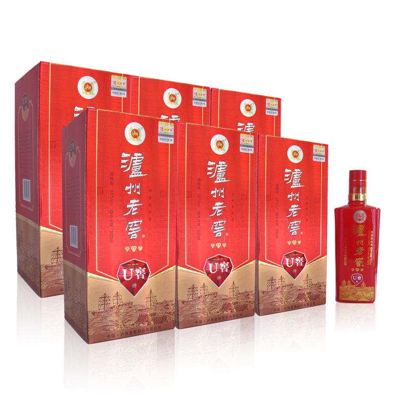 【白酒图片】泸州老窖白酒u窖红钻3钻酒38度500ml六瓶整箱图片大全