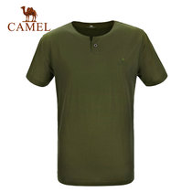Camel/骆驼户外男款休闲圆领T恤 春夏轻薄透气短袖舒适T恤 A7S273149(军绿 XL)