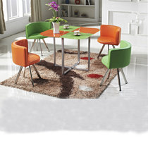 【京好】钢化玻璃餐桌餐椅套装 现代简约环保一桌四椅五件套组合 咖啡茶馆商业桌A146(橙绿 用电镀铁支架)