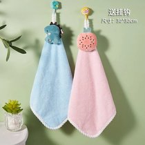 擦手巾小毛巾方巾可挂式可爱儿童家用吸水卫生间厨房手帕(西瓜+恐龙（2条装）)