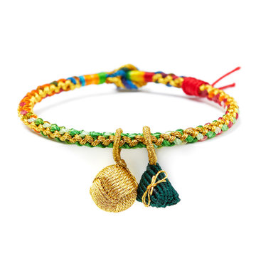 端午节五彩绳红绳手链儿童宝宝小粽子手工编织手绳五色线小粽子女款式