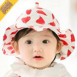春秋婴儿盆帽0-3-6-12个月夏季女童公主小孩渔夫遮阳宝宝太阳帽子(红色)
