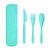 随行塑料小麦秸秆刀叉勺环保餐具套装便携餐具 耐热学生餐具(绿色 3件套)