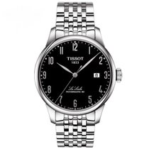 天梭(TISSOT)手表力洛克系列 T006新款80小时全自动机械时尚潮流精男表(银壳黑面银钢带数字面)