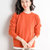 2021秋冬季新款女士圆领宽松套头针织羊毛衫时尚百搭毛衣可外穿上衣(橘红色 XL)