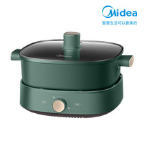 美的(Midea) 电火锅 分体式 不粘涂层 家用多功能电热锅电煮锅 4L大容量DY2626P4G(墨绿 默认版本)