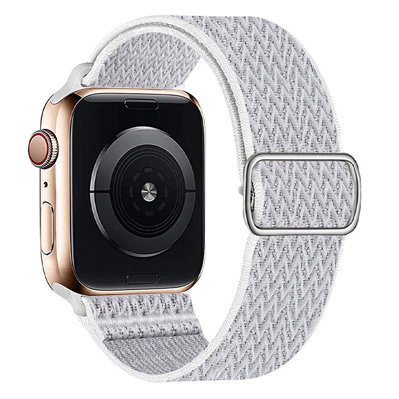 于苹果watch尼龙编织表带apple手表w纹松紧带日字扣弹力表带(海贝色