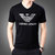 LIDEN AMANI 阿玛尼男士短袖T恤衫棉质V领中青年商务休闲时尚上衣体恤(黑色 175/XL)