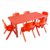 京好 孩童学习桌椅 幼儿园课桌套装 宝宝写字桌子套装升降餐桌B28(红色长桌 不能升降)第2张高清大图