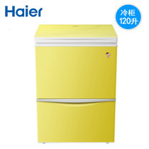Haier/海尔 LW-120HCD 立式卧式组合柜 上冷藏冷冻下抽屉冷冻 冷柜 组合冰柜 钢化玻璃 白色/黄色(黄色)