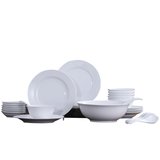 景德镇高白瓷简约中式餐具套装6人食纯白色碗碟组合26头 国美超市甄选