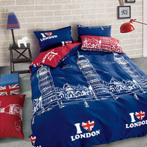 南极人家纺升级双拼色欧式四件套 单双人床上用品床单被套4件套(伦敦A 1.8m（6英尺）床)