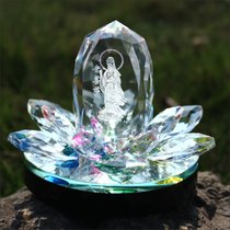 石家垫 汽车香水座 水晶莲花观音香水座 汽车座式香水摆件 汽车内饰摆件(七彩)