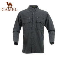 camel骆驼透气户外速干衬衣 长袖衬衫男款超轻休闲2S01020(灰色 XXL)