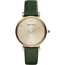 阿玛尼手表休闲时尚潮流个性绿色皮带石英女士手表AR1726(绿色 皮带)