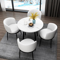 TIMI天米 现代餐桌椅组合 北欧家用餐桌椅 圆桌一桌四椅 仿大理石桌面(2把椅子 2把椅子颜色备注)