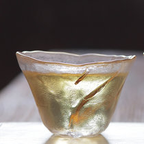 三山堂日式简约玻璃便携功夫茶具套装家用透明盖碗6杯子旅行户外(描金杯一个 默认版本)