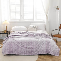 国美真选3D立体雪花绒毛毯香芋紫150*200cm 柔和细腻  亲肤保暖 透气舒适