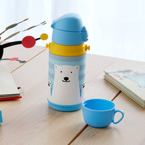 日本MOSH 两用3D儿童不锈钢水杯 北极熊