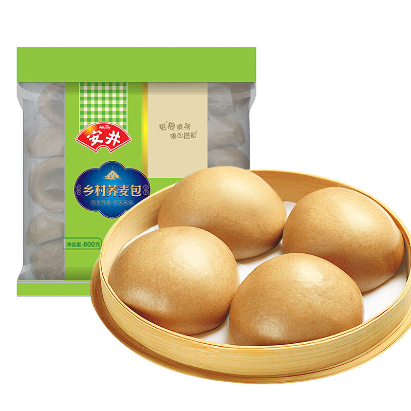 安井乡村荞麦包 800g 粗粮包子 馒头花卷 火锅挂面 早餐面食面点 冷藏