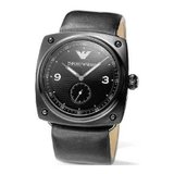 阿玛尼（Armani）男士方形两针半黑皮带手表AR5900