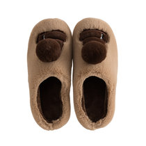 冬季情侣棉拖鞋可爱卡通室内地板防滑软底包跟室内居家保暖月子鞋(男款 棕色)