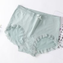 SUNTEK加肥加大码胖MM200斤日系无缝中腰女士三角裤无痕档内裤(均码（130-220斤） 绿色)