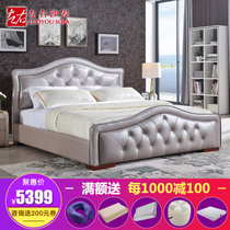 左右皮艺软床双人床1.8米大床现代简约主卧室家具配套婚床1.5m欧式床DR040+DCW030(床+床垫套餐 1.5*2米)
