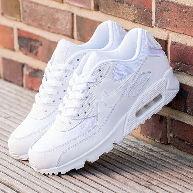 跑步鞋nikeairmax90男鞋百搭女鞋全白纯白网面气垫情侣款跑步鞋
