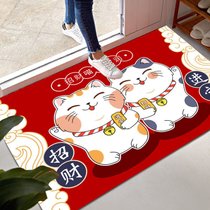 进门地垫招财猫入户门垫家用门口吸水防滑卫生间浴室卡通地毯喜庆(尺寸定制联系客服改价【不退不换 招财进宝)