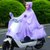 摩托车雨披男女成人单人双帽檐电瓶车骑行大厚透明电动车雨衣(粉色圆点-镜套 5X大厚)