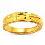 六福典雅珠宝 正品 24K纯金女士戒指 黄金结婚戒指