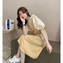 时尚套装女款2020韩版宽松显瘦波点上衣+吊带连衣裙两件套潮(奶黄色套装 S)