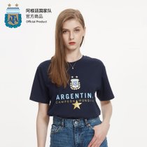 阿根廷国家队官方商品丨休闲运动纯棉短袖球衣T恤 梅西足球迷新款(蓝色 S)