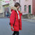 莉菲姿 棉服女2019新品韩版中长款大毛领宽松棉衣面包服保暖外套(红色 L)