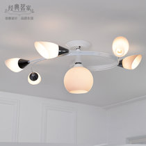 经典茗家 吸顶灯led灯简约现代客厅灯紫色玻璃灯具主卧室灯餐厅灯书房间灯创意时尚艺术楼梯灯灯饰8867-5+1(白色经典版)