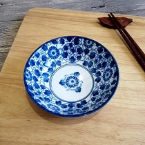 中式青花瓷碗釉下彩韩式陶瓷碗筷米饭碗餐具碗碟套装复古瓷碗包邮(水中莲 默认版本)