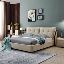 A家家具 现代简约皮艺床1.5米1.8米主卧床大小户型婚床DA0171(如图色 1.5米架子床)
