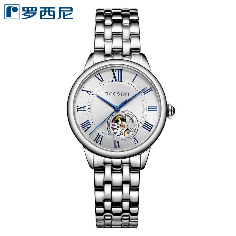 国产品牌表罗西尼启迪系列时尚自动机械女表镂空5902w01a国美超市甄选