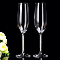 施华洛世奇水晶红酒杯套装玻璃醒酒器葡萄酒个性高脚结婚礼物定制(香槟（两支简装） 默认版本)