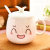 创简坊（CJIANFF） 陶瓷杯带盖带勺套装创意情侣杯子可爱牛奶杯马克杯咖啡杯可爱水杯(8025 带盖勺开心)
