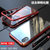 苹果XR手机壳磁吸金属玻璃壳 iPhoneXr保护套防摔全包ip9手机套6.1英寸 苹果xr保护壳个性男女款(全红+玻璃)