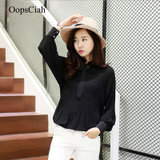 OopsCiah 春季女装优雅知性衬衫 98208(黑色 L)