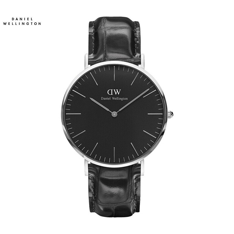 丹尼尔惠灵顿danielwellingtondw手表男款40mm金色边皮带时尚黑表简约