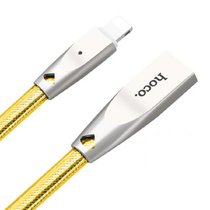 浩酷HOCO 锌合金头苹果数据线呼吸灯充电线适用于iPhone7/6s/5s/plus(金色)